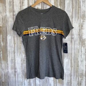 NWT NHL Nashville Predators Grey Velvet Lettering Tee